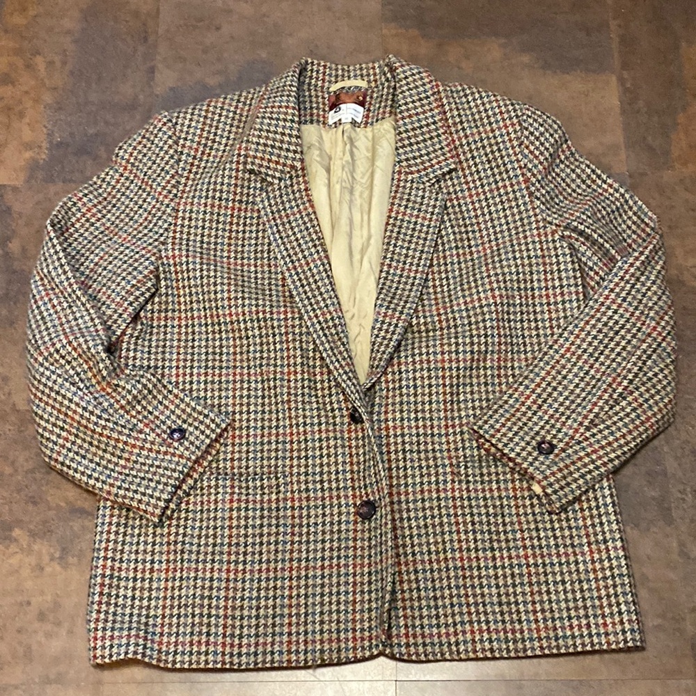 Oversized vintage retro plaid blazer